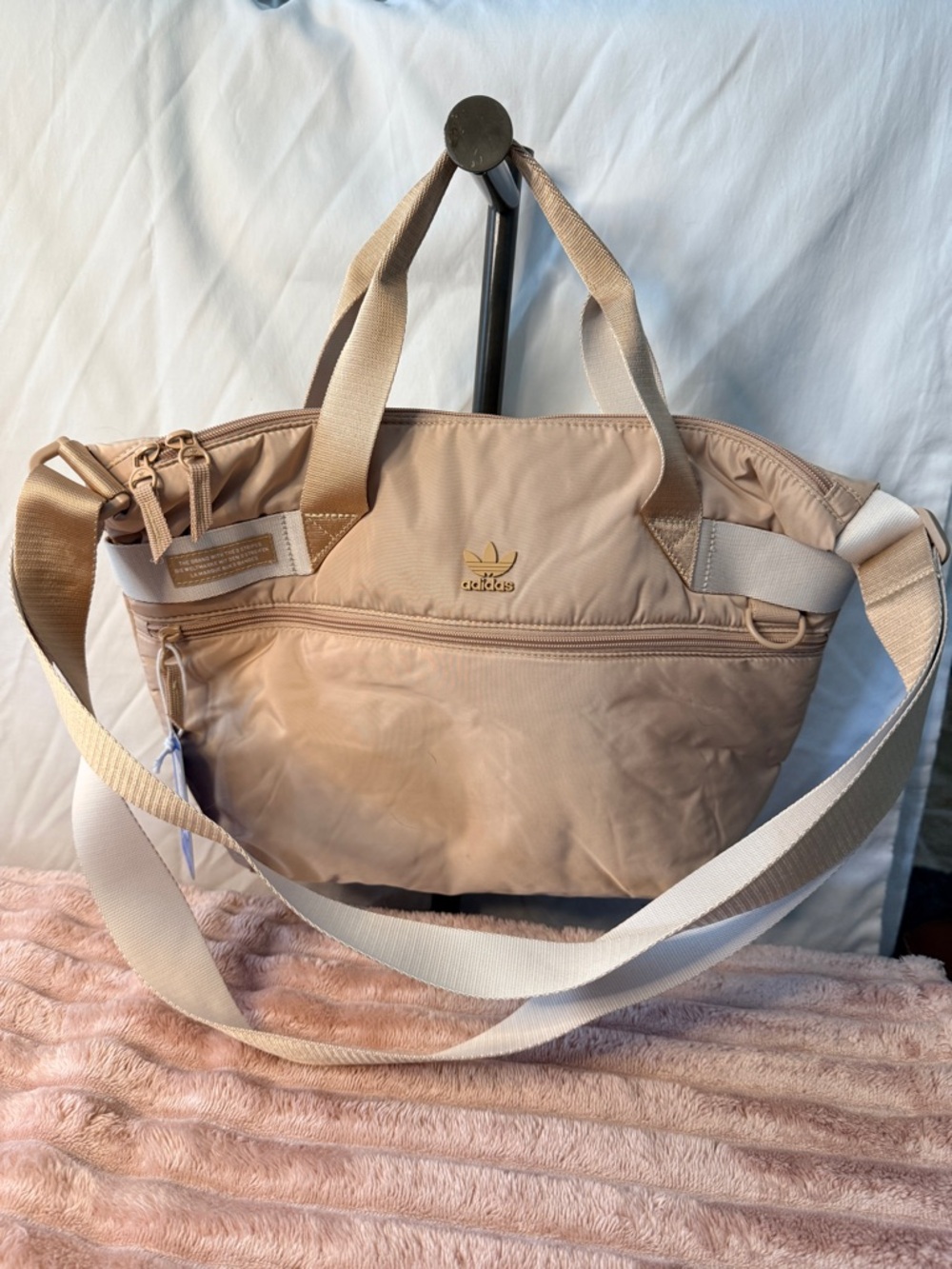 adidas Originals Puffer Shopper Tote in Magic Beige